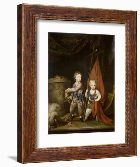 Portrait of Grand Dukes Alexander Pavlovich and Constantine Pavlovich, as Children, 1781-Richard Brompton-Framed Giclee Print