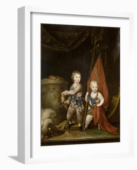 Portrait of Grand Dukes Alexander Pavlovich and Constantine Pavlovich, as Children, 1781-Richard Brompton-Framed Giclee Print