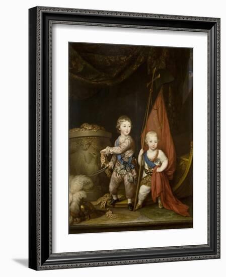Portrait of Grand Dukes Alexander Pavlovich and Constantine Pavlovich, as Children, 1781-Richard Brompton-Framed Giclee Print