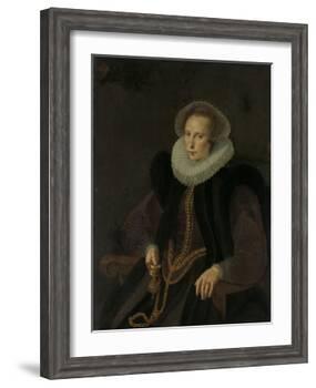 Portrait of Griete Jacobsdr Van Rhijn, Wife of Jacob Cornelisz Banjaert, Called Van Neck-Cornelis Ketel-Framed Art Print