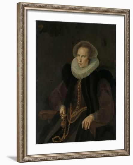 Portrait of Griete Jacobsdr Van Rhijn, Wife of Jacob Cornelisz Banjaert, Called Van Neck-Cornelis Ketel-Framed Art Print