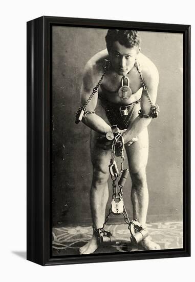 Portrait of Harry Houdini in Chains. c.1900-American School-Framed Premier Image Canvas