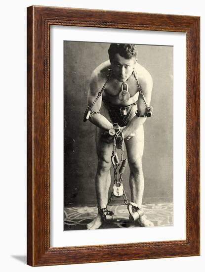 Portrait of Harry Houdini in Chains. c.1900-American School-Framed Photographic Print