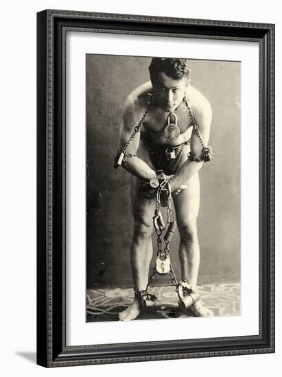 Portrait of Harry Houdini in Chains. c.1900-American School-Framed Photographic Print