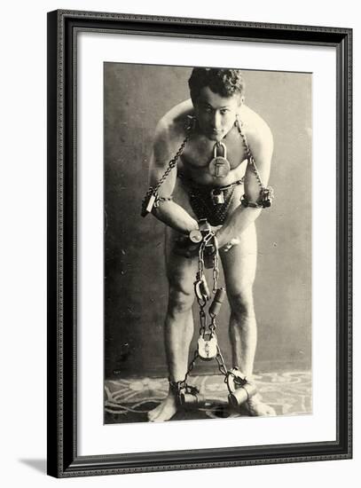 Portrait of Harry Houdini in Chains. c.1900-American School-Framed Photographic Print