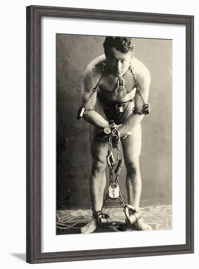 Portrait of Harry Houdini in Chains. c.1900-American School-Framed Photographic Print