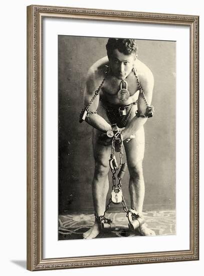 Portrait of Harry Houdini in Chains. c.1900-American School-Framed Photographic Print