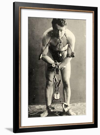 Portrait of Harry Houdini in Chains. c.1900-American School-Framed Photographic Print