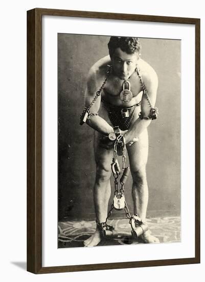 Portrait of Harry Houdini in Chains. c.1900-American School-Framed Photographic Print