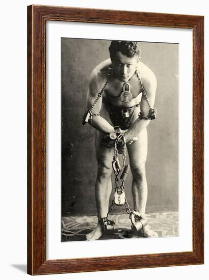 Portrait of Harry Houdini in Chains. c.1900-American School-Framed Photographic Print