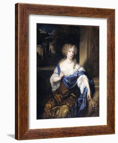 Portrait of Helena Ctaharina De Witte, Wife of Iman Mogge, Lord of Haamstede-Caspar Netscher-Framed Art Print