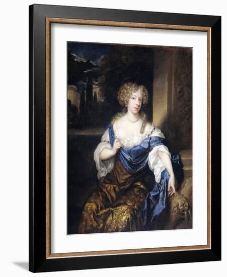 Portrait of Helena Ctaharina De Witte, Wife of Iman Mogge, Lord of Haamstede-Caspar Netscher-Framed Art Print