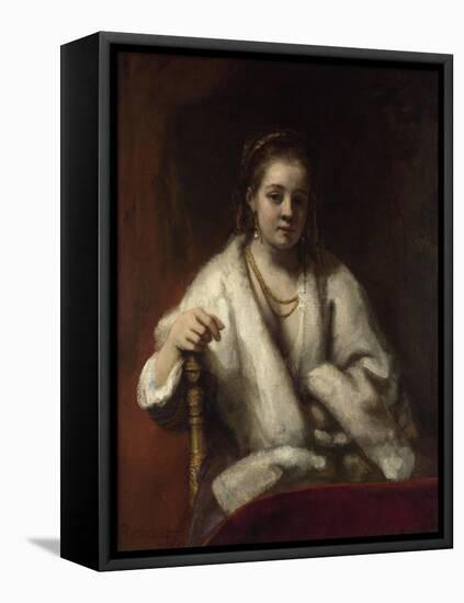 Portrait of Hendrickje Stoffels, C. 1655-1656-Rembrandt van Rijn-Framed Premier Image Canvas