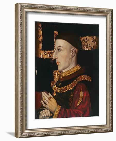 Portrait of Henry V (1387-1422) (During Restoration) (Oil on Panel) (See 99913)-English-Framed Giclee Print