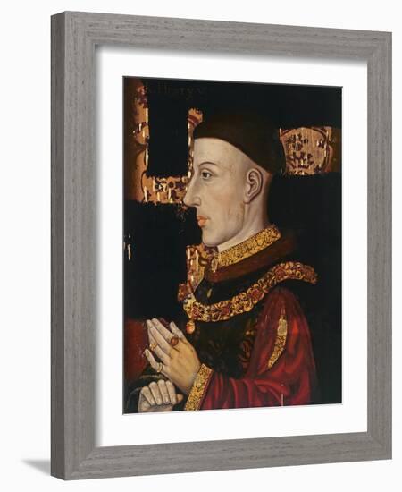 Portrait of Henry V (1387-1422) (During Restoration) (Oil on Panel) (See 99913)-English-Framed Giclee Print