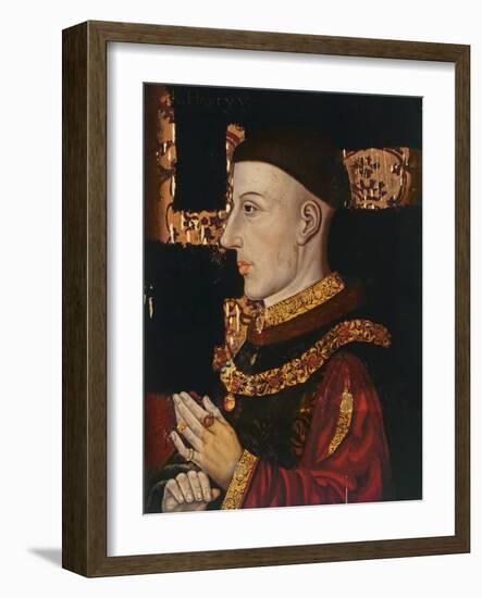 Portrait of Henry V (1387-1422) (During Restoration) (Oil on Panel) (See 99913)-English-Framed Giclee Print