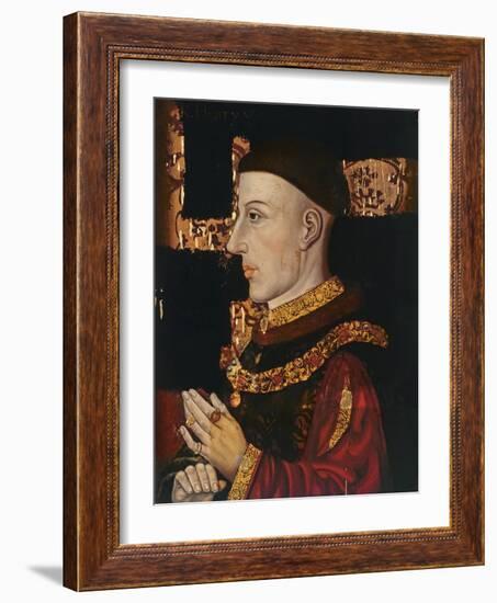 Portrait of Henry V (1387-1422) (During Restoration) (Oil on Panel) (See 99913)-English-Framed Giclee Print