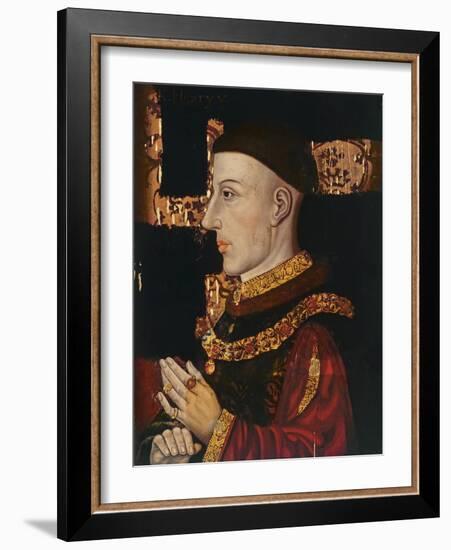 Portrait of Henry V (1387-1422) (During Restoration) (Oil on Panel) (See 99913)-English-Framed Giclee Print