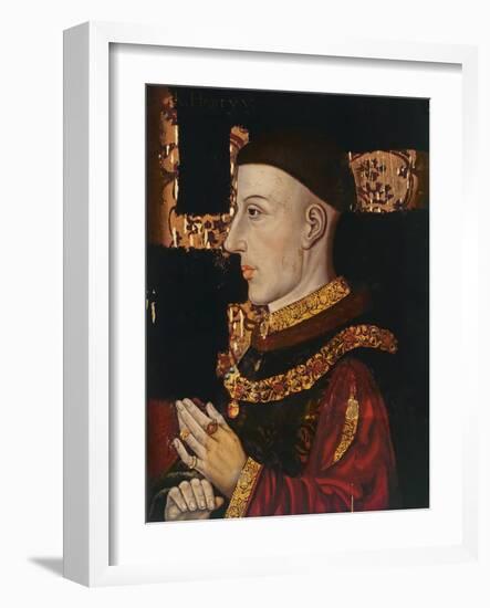 Portrait of Henry V (1387-1422) (During Restoration) (Oil on Panel) (See 99913)-English-Framed Giclee Print