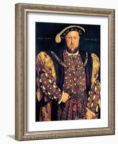 Portrait of Henry VIII (1491-1547) Aged 49, 1540-Hans Holbein the Younger-Framed Giclee Print