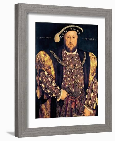 Portrait of Henry VIII (1491-1547) Aged 49, 1540-Hans Holbein the Younger-Framed Giclee Print