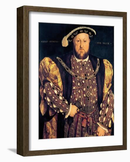 Portrait of Henry VIII (1491-1547) Aged 49, 1540-Hans Holbein the Younger-Framed Giclee Print