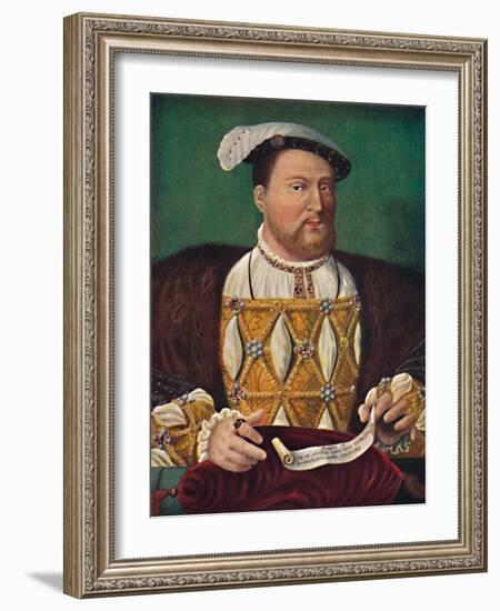 'Portrait of Henry VIII (Hampton Court Palace)', c1530, (1903)-Joos Van Cleve-Framed Giclee Print