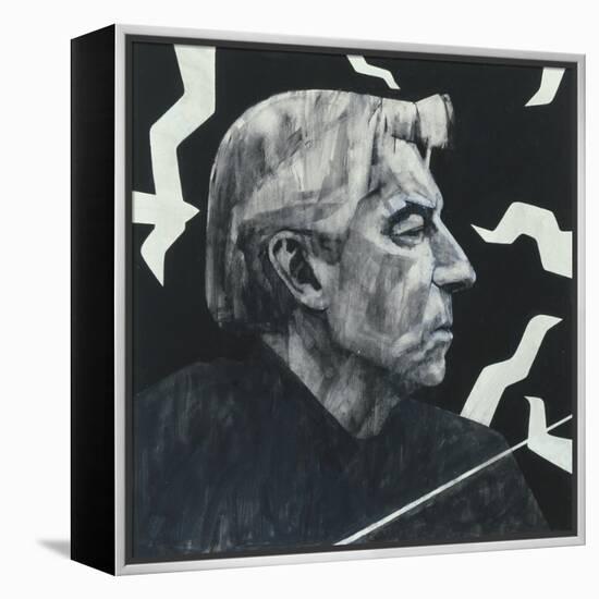 Portrait of Herbert von Karajan, illustration for 'The Sunday Times', 1970s-Barry Fantoni-Framed Premier Image Canvas