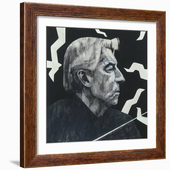 Portrait of Herbert von Karajan, illustration for 'The Sunday Times', 1970s-Barry Fantoni-Framed Giclee Print