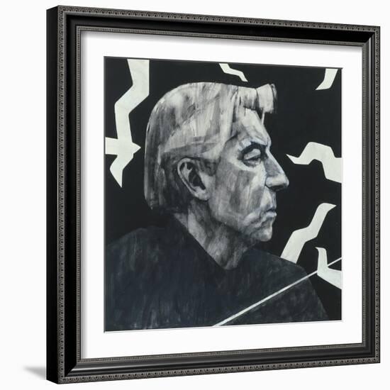 Portrait of Herbert von Karajan, illustration for 'The Sunday Times', 1970s-Barry Fantoni-Framed Giclee Print