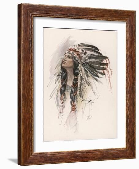 Portrait of Hiawatha-Harrison Fisher-Framed Photographic Print