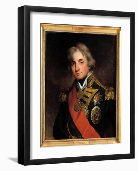 Portrait of Horatio Viscount Nelson Duke of Bronte (1758-1805) vice Admiral Painting by Georges Hea-George Peter Alexander Healy-Framed Giclee Print