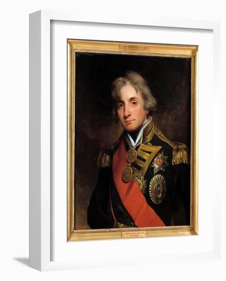 Portrait of Horatio Viscount Nelson Duke of Bronte (1758-1805) vice Admiral Painting by Georges Hea-George Peter Alexander Healy-Framed Giclee Print