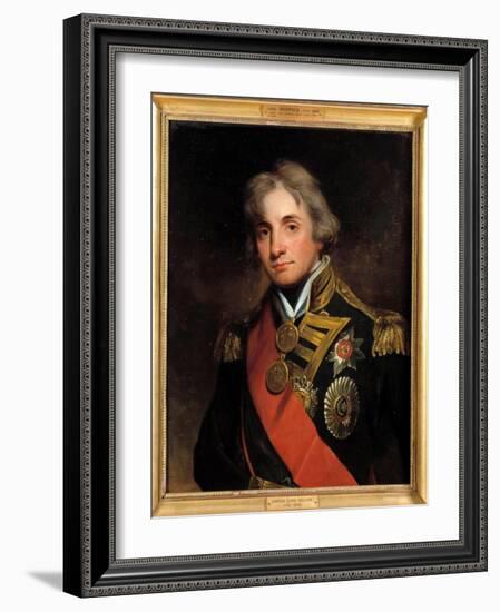 Portrait of Horatio Viscount Nelson Duke of Bronte (1758-1805) vice Admiral Painting by Georges Hea-George Peter Alexander Healy-Framed Giclee Print