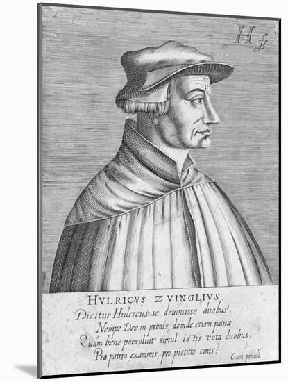 Portrait of Huldrych Zwingli, Published by Hondius, 1588-1649-German School-Mounted Giclee Print