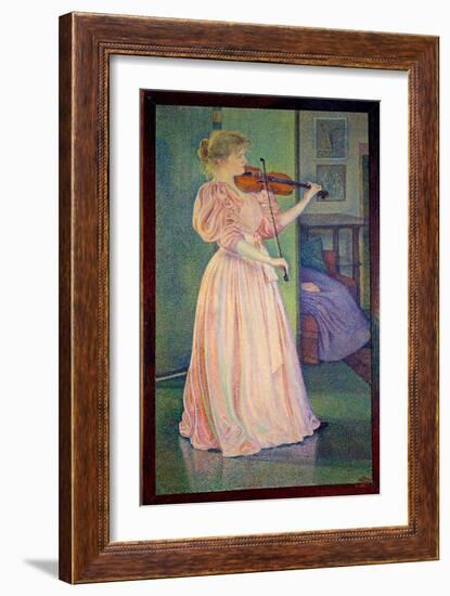 Portrait of Irma Sethe Playing the Violin, Ec. Bel., 1894 (Oil on Canvas)-Theo Van Rysselberghe-Framed Giclee Print