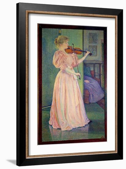 Portrait of Irma Sethe Playing the Violin, Ec. Bel., 1894 (Oil on Canvas)-Theo Van Rysselberghe-Framed Giclee Print