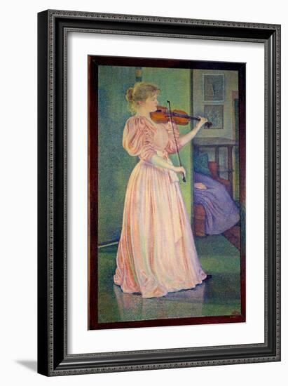 Portrait of Irma Sethe Playing the Violin, Ec. Bel., 1894 (Oil on Canvas)-Theo Van Rysselberghe-Framed Giclee Print