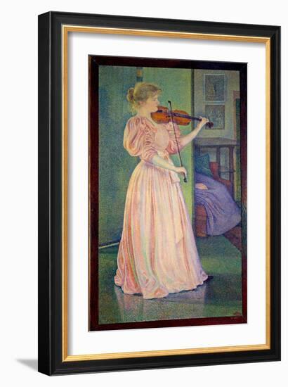 Portrait of Irma Sethe Playing the Violin, Ec. Bel., 1894 (Oil on Canvas)-Theo Van Rysselberghe-Framed Giclee Print