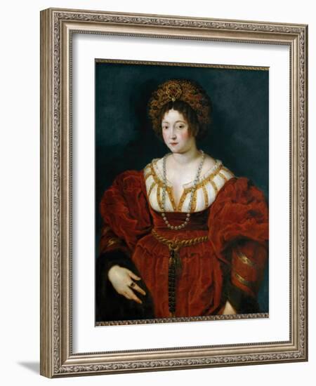 Portrait of Isabella D'este, Marchioness of Mantua, 1605-1608 (Painting)-Peter Paul Rubens-Framed Giclee Print