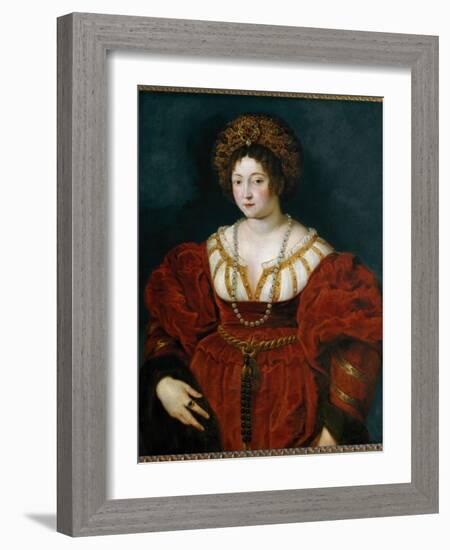 Portrait of Isabella D'este, Marchioness of Mantua, 1605-1608 (Painting)-Peter Paul Rubens-Framed Giclee Print