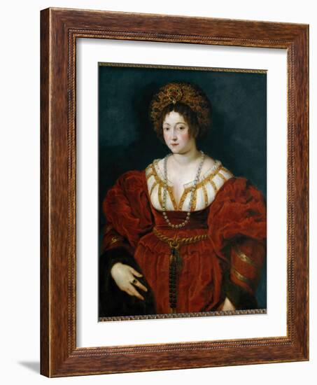 Portrait of Isabella D'este, Marchioness of Mantua, 1605-1608 (Painting)-Peter Paul Rubens-Framed Giclee Print