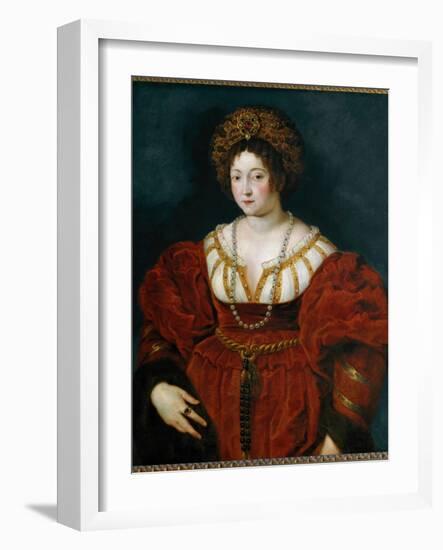 Portrait of Isabella D'este, Marchioness of Mantua, 1605-1608 (Painting)-Peter Paul Rubens-Framed Giclee Print