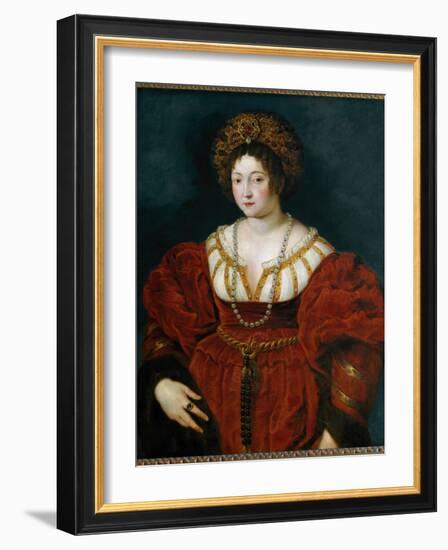 Portrait of Isabella D'este, Marchioness of Mantua, 1605-1608 (Painting)-Peter Paul Rubens-Framed Giclee Print