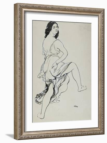 Portrait of Isadora Duncan Dancing (Brush and Indian Ink over Traces of Graphite-Leon Bakst-Framed Giclee Print