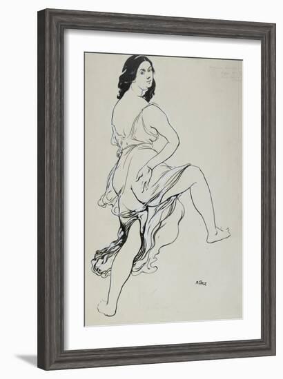 Portrait of Isadora Duncan Dancing (Brush and Indian Ink over Traces of Graphite-Leon Bakst-Framed Giclee Print