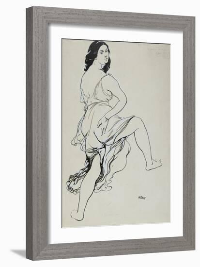 Portrait of Isadora Duncan Dancing (Brush and Indian Ink over Traces of Graphite-Leon Bakst-Framed Giclee Print