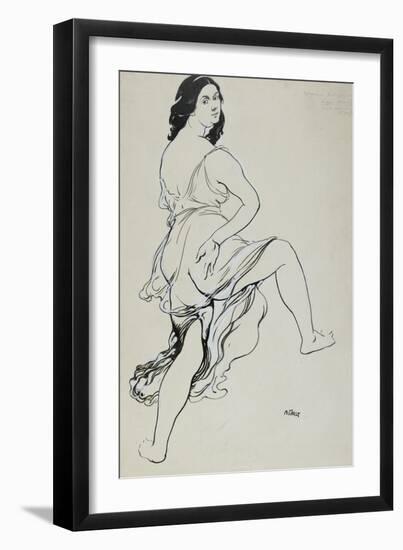 Portrait of Isadora Duncan Dancing (Brush and Indian Ink over Traces of Graphite-Leon Bakst-Framed Giclee Print