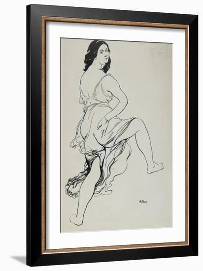 Portrait of Isadora Duncan Dancing (Brush and Indian Ink over Traces of Graphite-Leon Bakst-Framed Giclee Print