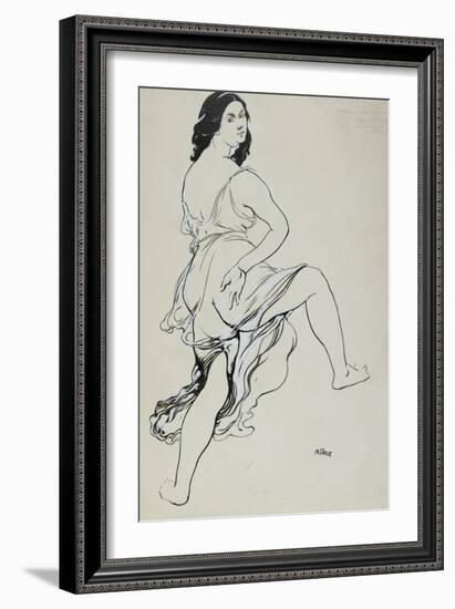 Portrait of Isadora Duncan Dancing (Brush and Indian Ink over Traces of Graphite-Leon Bakst-Framed Giclee Print